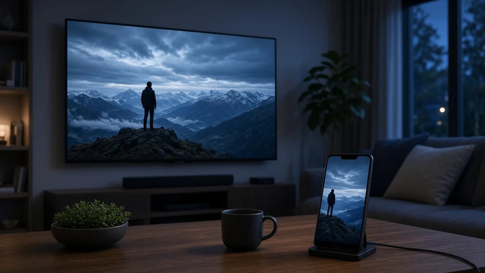 Fire Stick und Android Phone mit Live-TV im Wohnzimmer
